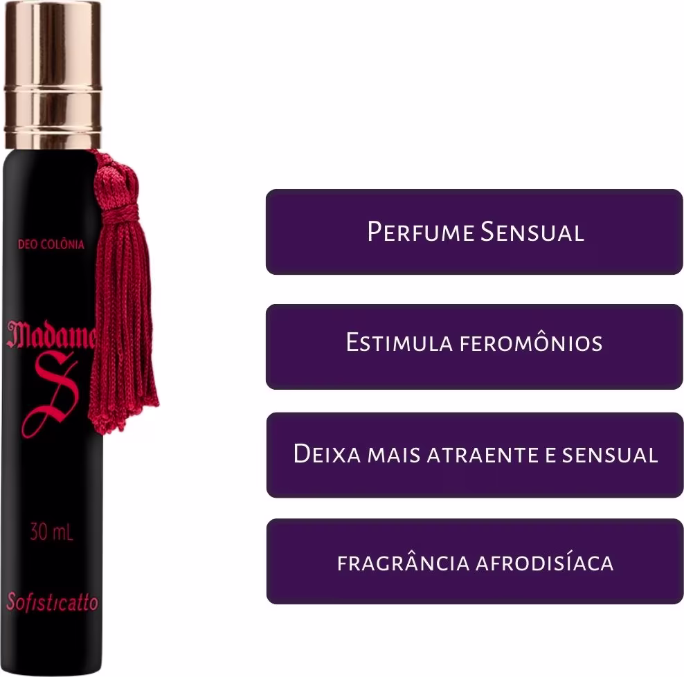 Perfume Sensual
Estimula feromônios
Deixa mais atraente e sensual
Fragrância afrodisíaca