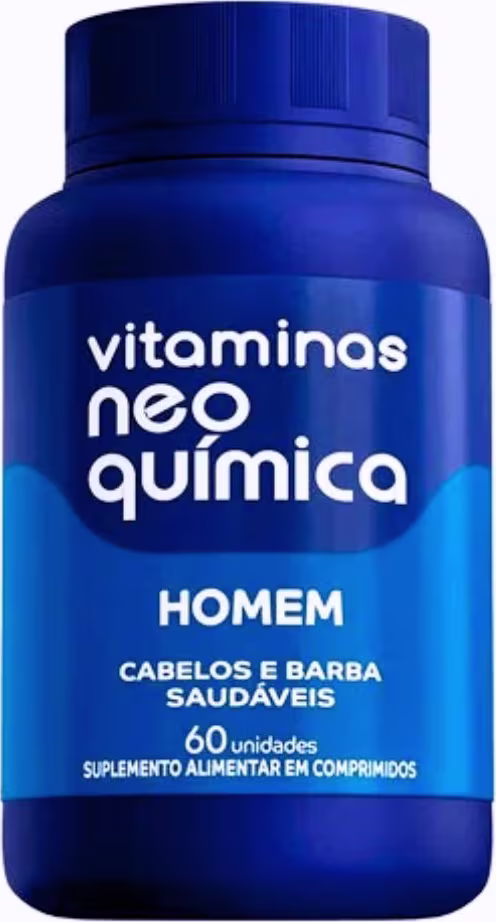 Kit Neo Química Vitaminas Homem, para barba e cabelo, com 6 Unidades de 60 cápsulas cada.