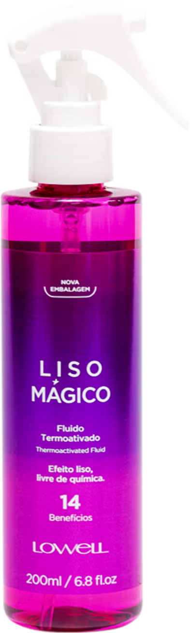 A imagem mostra o Fluido Termoativado Liso Mágico da marca Lowell.