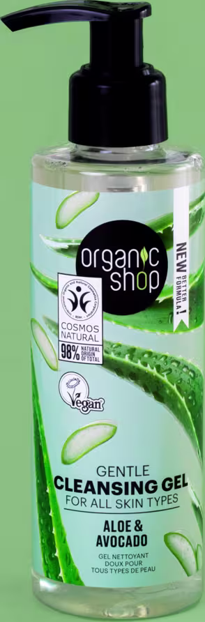 A imagem mostra o gel de limpeza em um fundo verde.