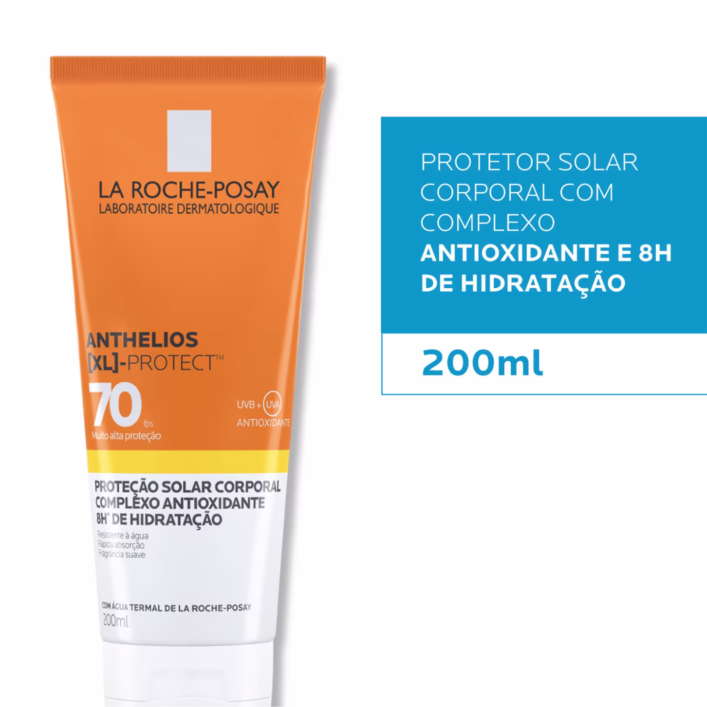 É resistente à água, de rápida absorção e tem fragrância suave.