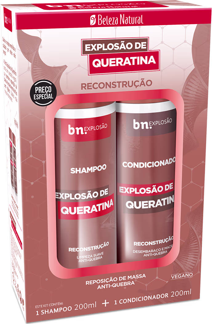 Kit Beleza Natural Shampoo + Condicionador Explosão de Queratina 200ml cada
