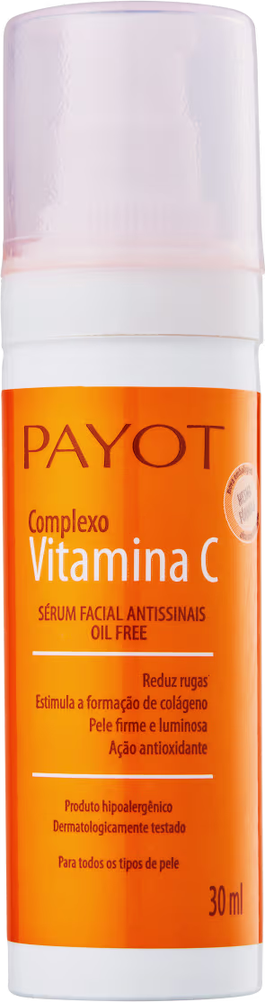 A imagem mostra o Sérum Redutor de Linhas Complexo Vitamina C da marca Payot.