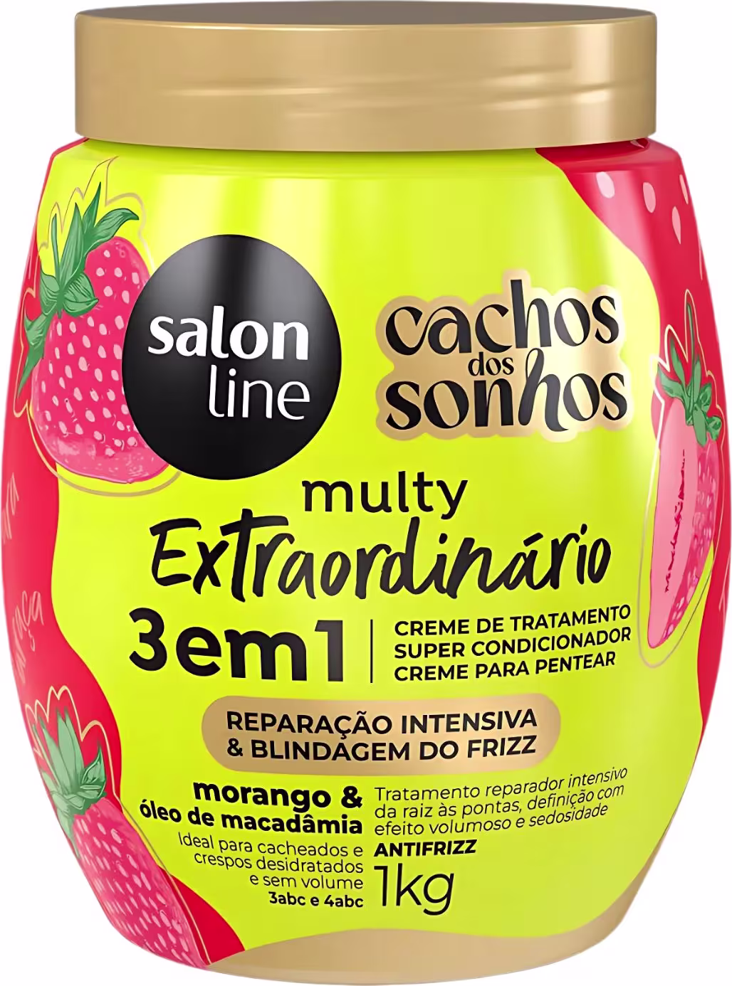 Creme de Tratamento 3 em 1 Salon Line Multy Extraordinário Cachos dos Sonhos Morango e Óleo de Macadâmia 1Kg