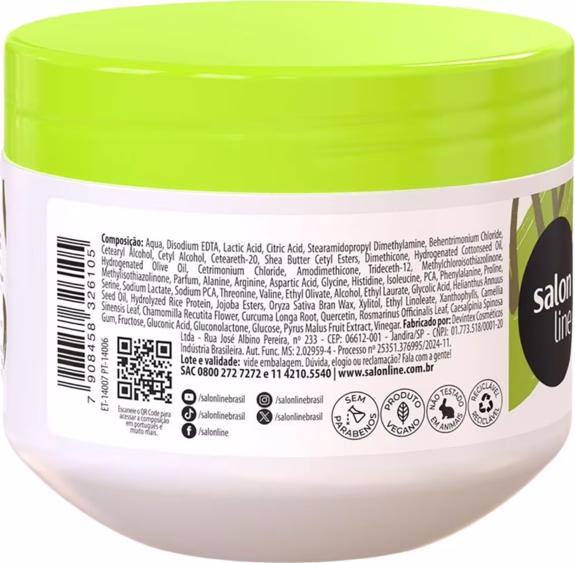 Verso da embalagem com informações sobre o produto.