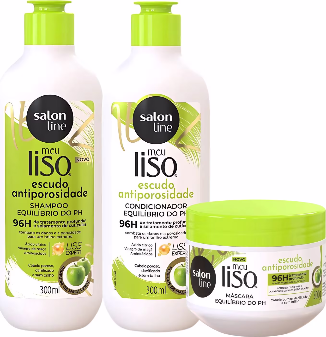 Kit Salon Line Meu Liso Escudo Antiporosidade: Shampoo 300ml, Condicionador 300ml, Máscara 300g