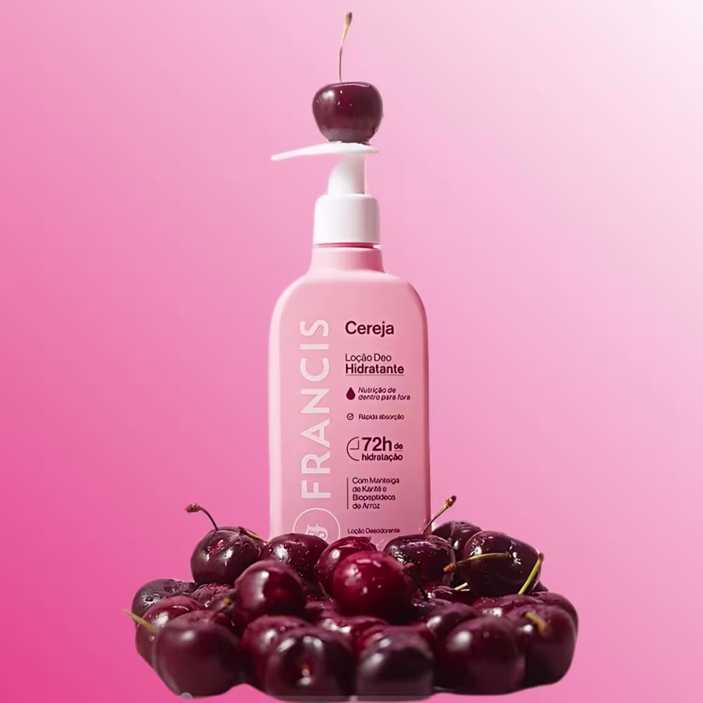 Loção Hidratante Corporal Francis Cereja, 400ml.