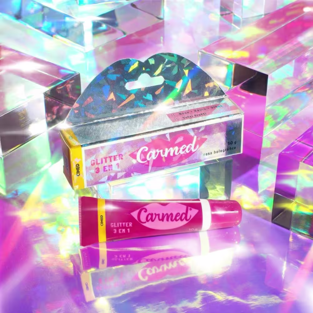 Hidratante Labial Cimed Carmed Glitter 3 em 1, 10g.
