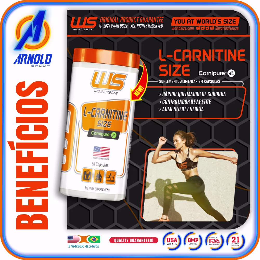 Suplemento Alimentar Worldsize L-Carnitine Size Carnipure, 60 cápsulas.