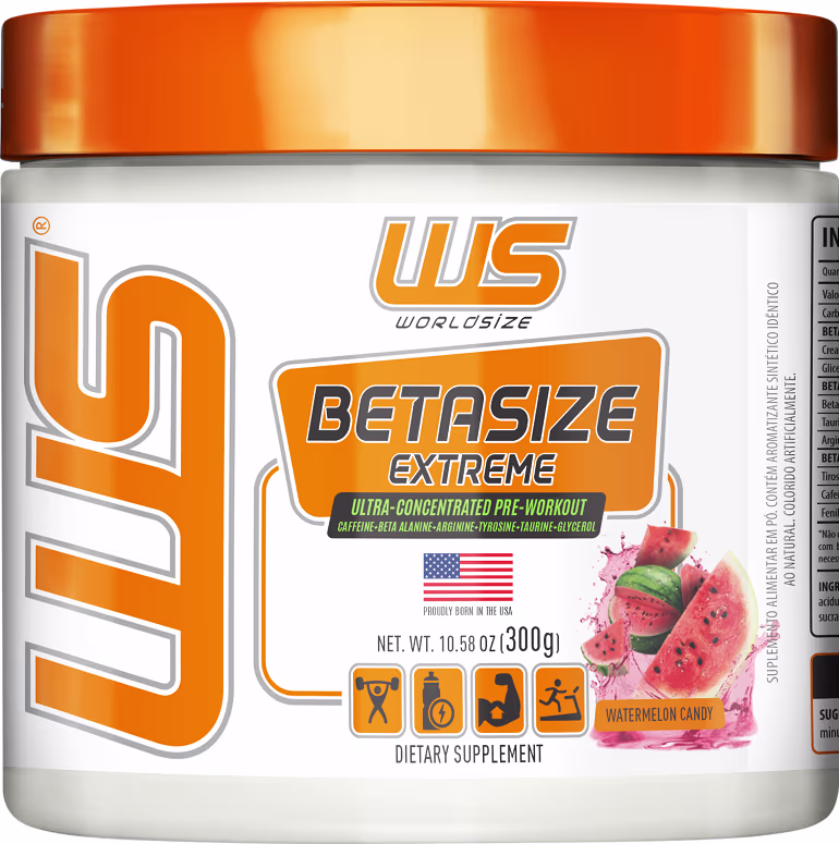 Suplemento Alimentar em Pó Worldsize Beta Size Extreme Watermelon Candy, 300g.