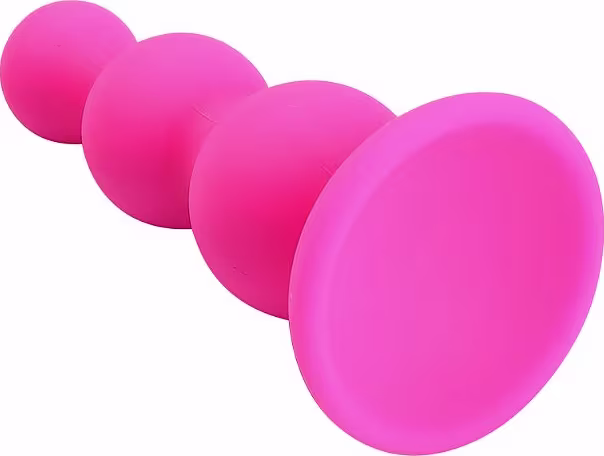 Plug anal em silicone pink em formato escalonado.