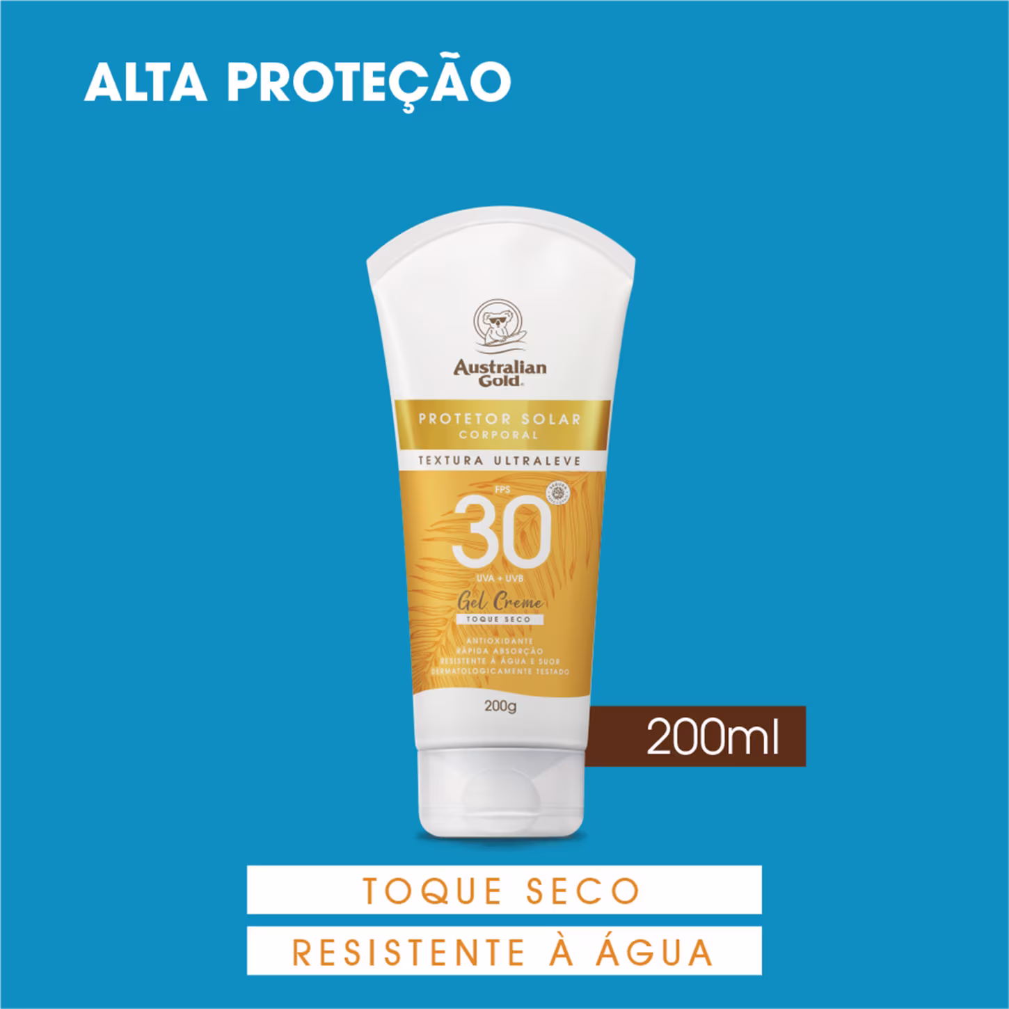 Toque seco e resistente à agua.