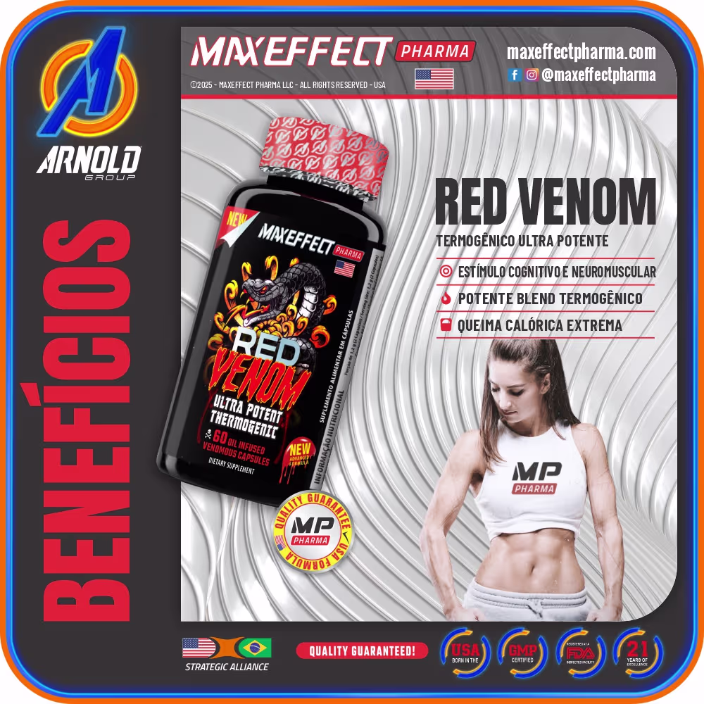 Suplemento Alimentar MAXEFFECT Red Venom, 60 Cápsulas.