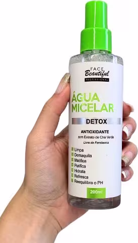 Água Micelar Face Beautiful Detox Antioxidante, 200ml.