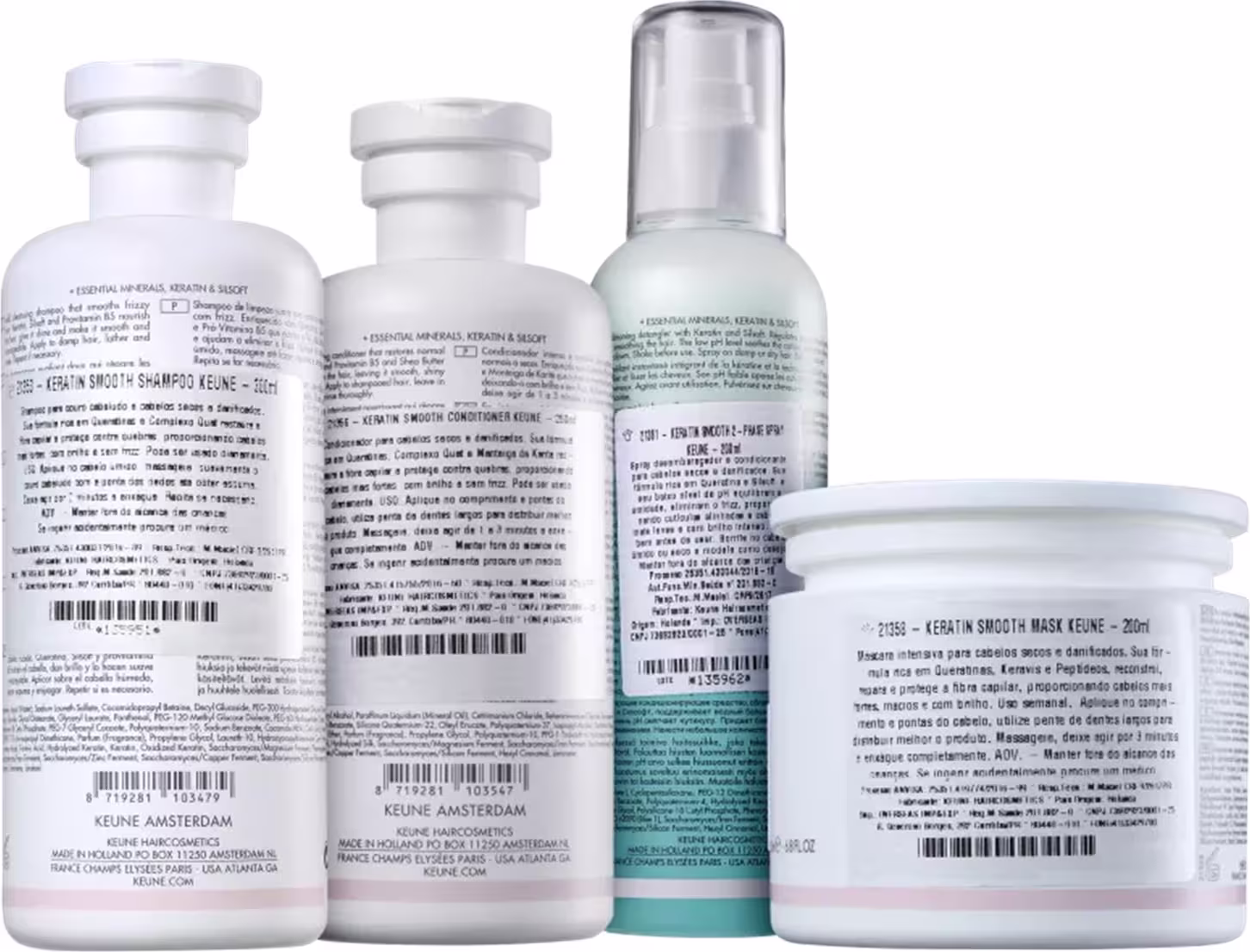 Kit Keune Care Keratin Smooth Quarteto Reconstrução e Proteção, 4 produtos.