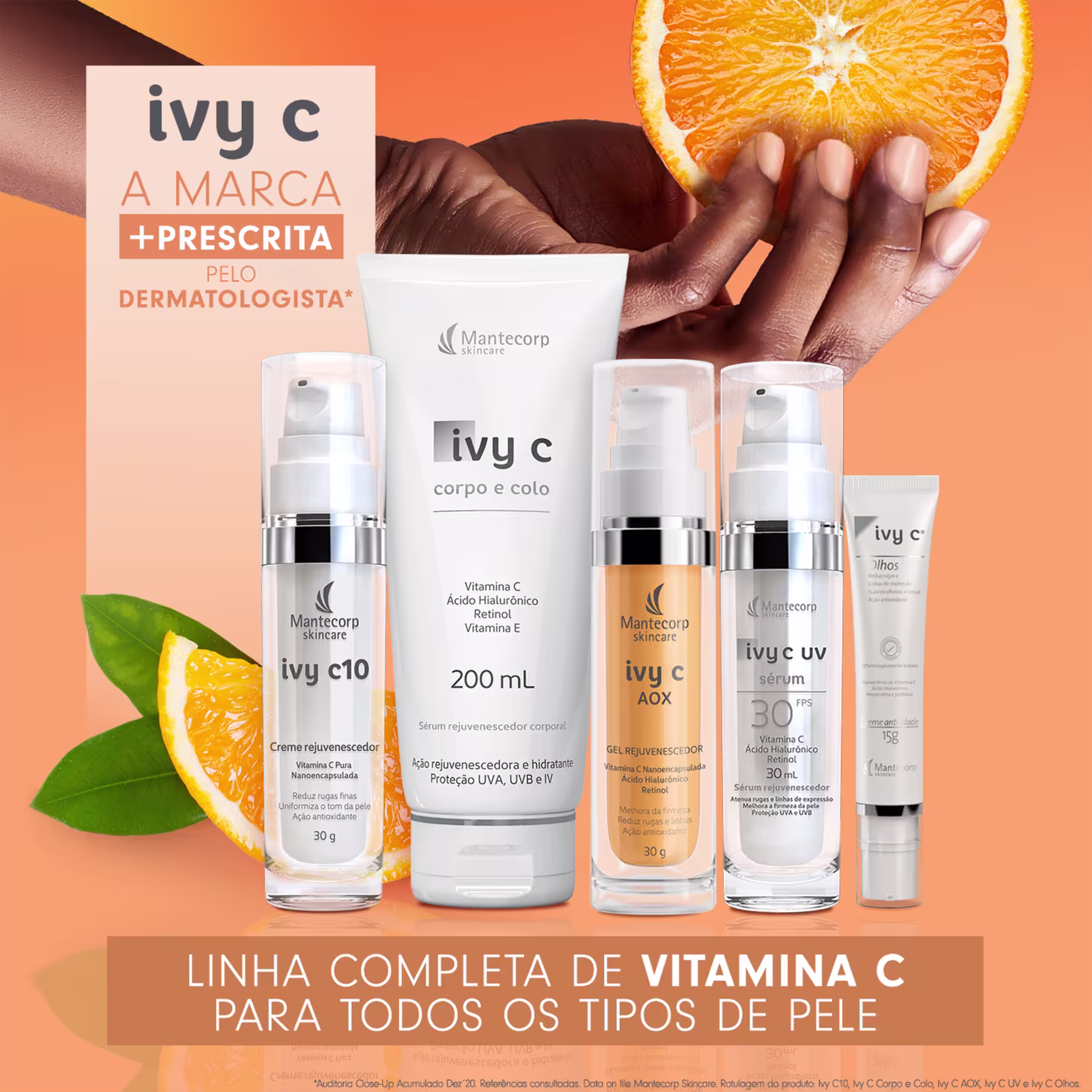 Imagem da linha completa de vitamina c para todos os tipos de pele.