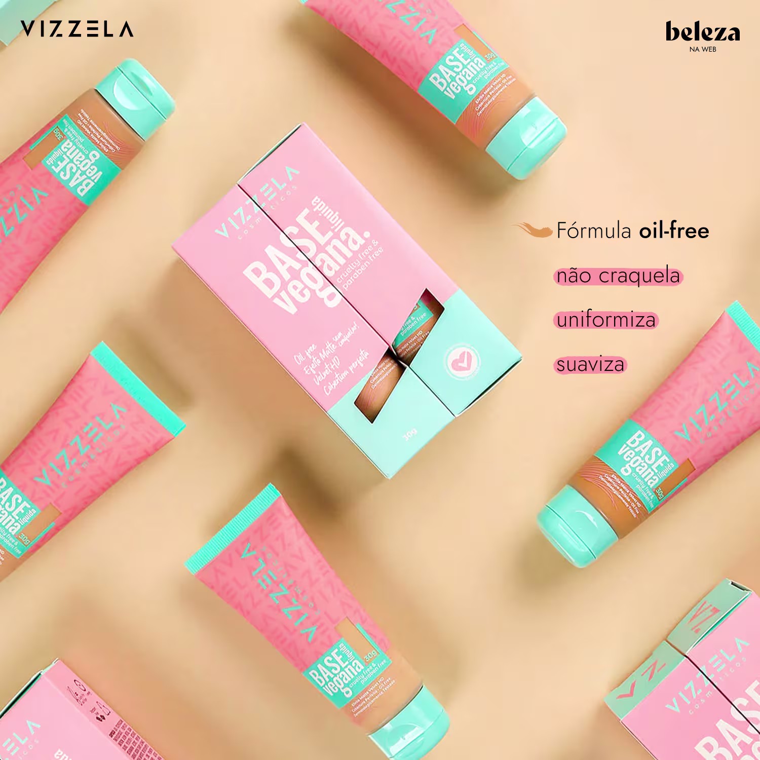 Fórmula oil-free, não craqueia, uniformiza, suaviza.
