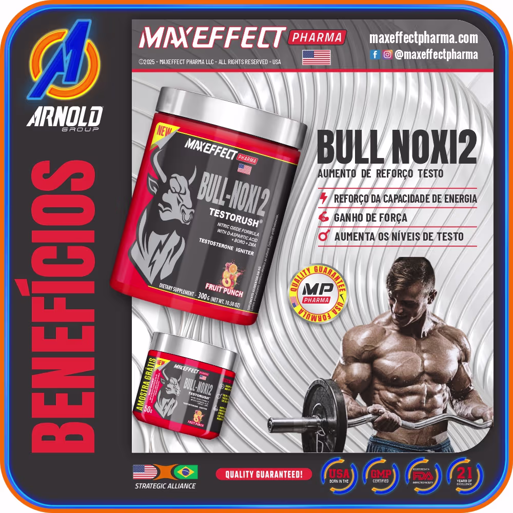 Suplemento Alimentar em Pó MAXEFFECT Bull-Noxi2 Testorush Orange, 300g.