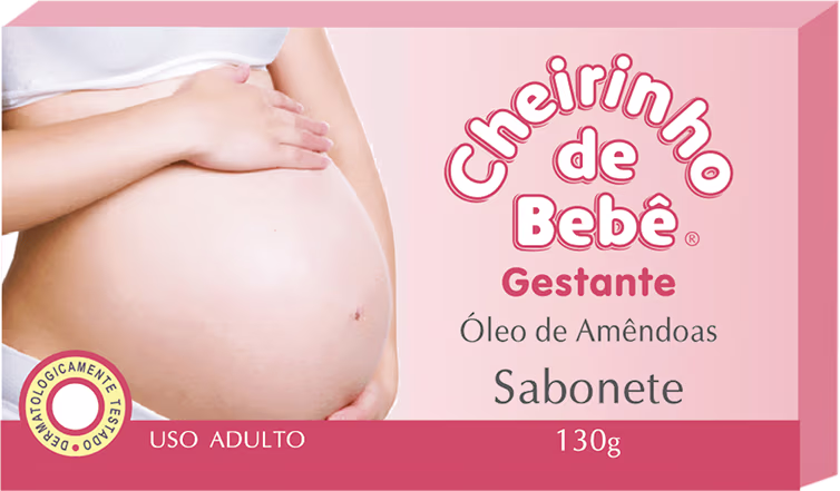 Sabonete em Barra Cheirinho de Bebê Gestante Óleo de Amêndoas, 130g.