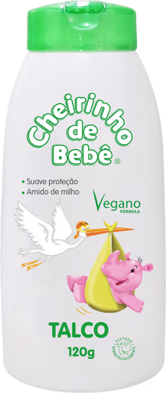 Talco Verde da marca Cheirinho de Bebê.