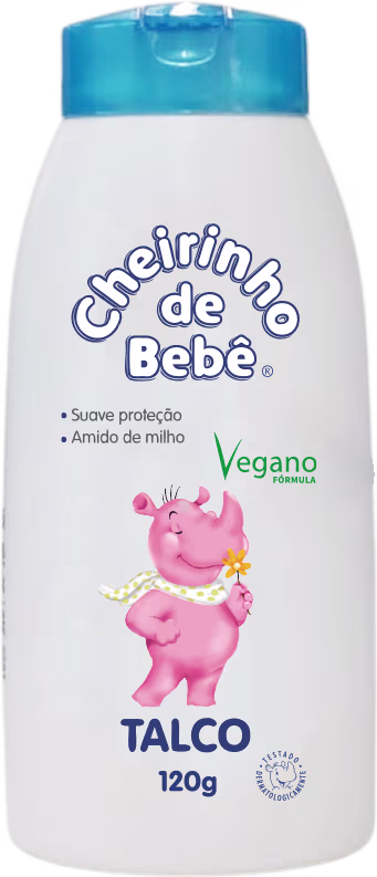 Talco Azul da marca Cheirinho de Bebê.