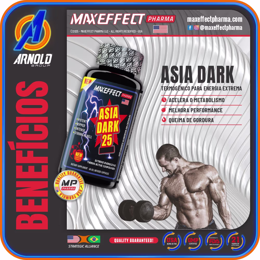 Suplemento Alimentar MAXEFFECT Asia Dark, 60 Cápsulas.