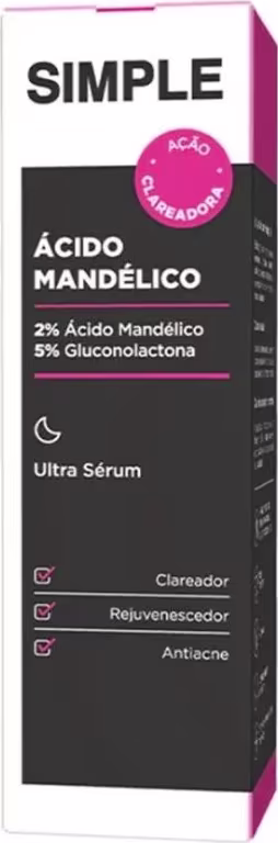 Sérum Facial Simple Organic Ácido Mandélico Ultra Sérum, 30ml.