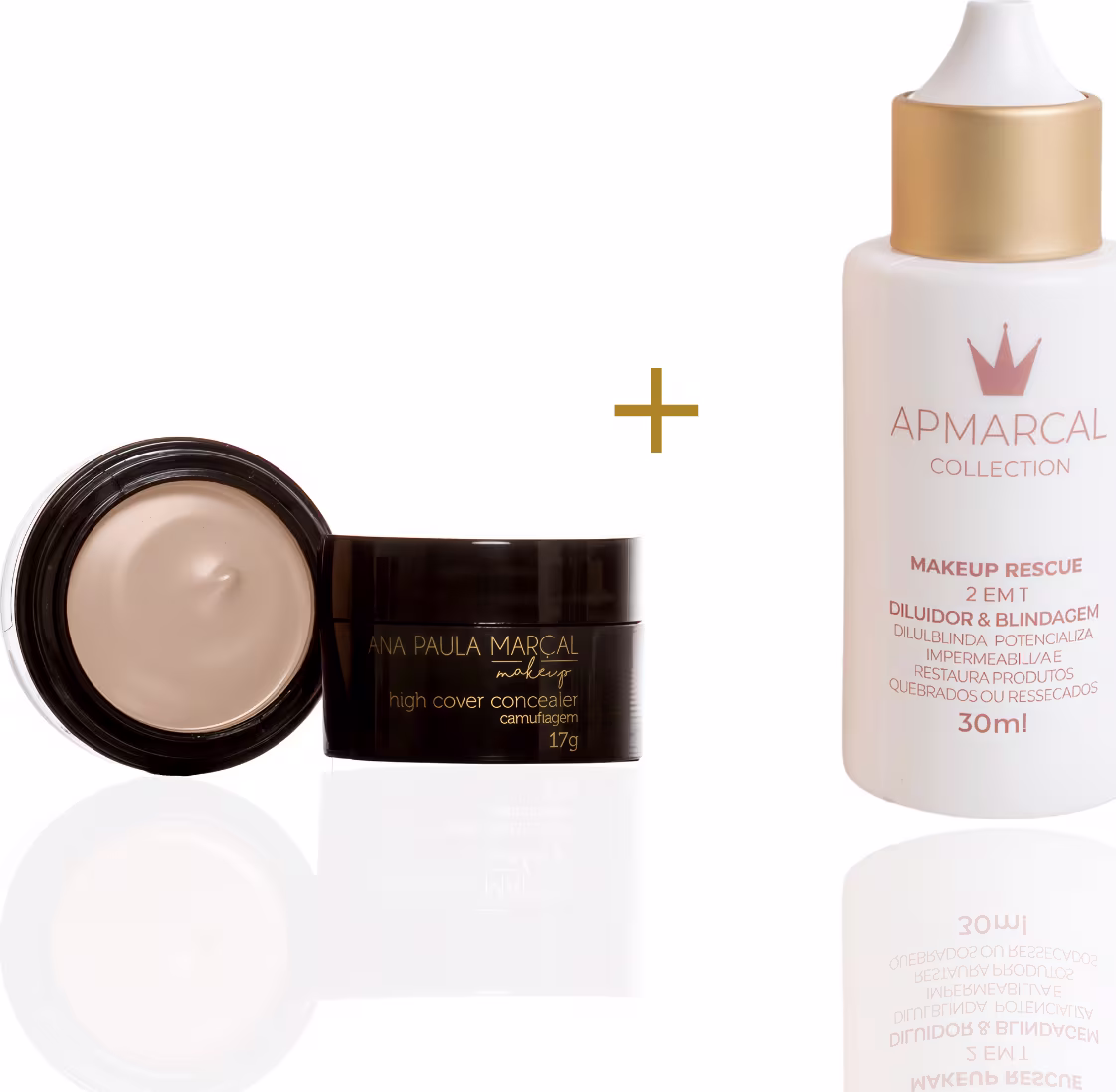 Kit APMarcal Collection com Corretivo Camuflagem High Cover APM04 17g e Makeup Rescue Diluidor e Blindagem 30m