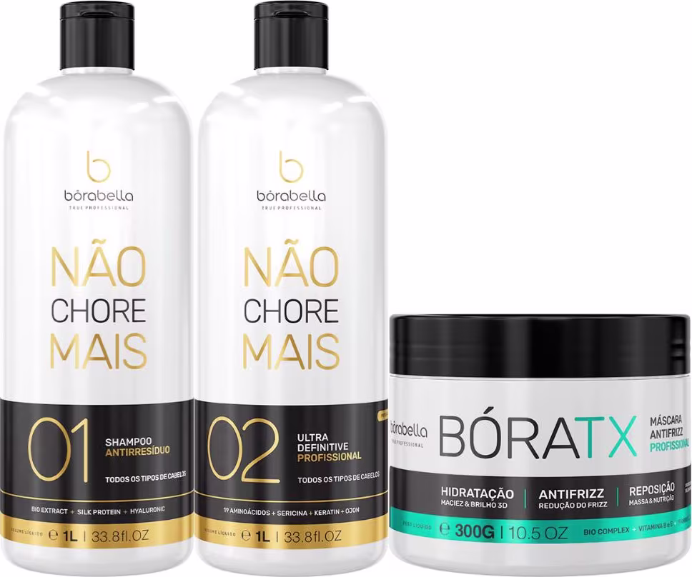 Kit Borabella Não Chore Mais + Bóratx, 3 produtos.