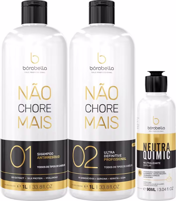 Kit Borabella Não Chore Mais + NeutraQuimic, 3 produtos.
