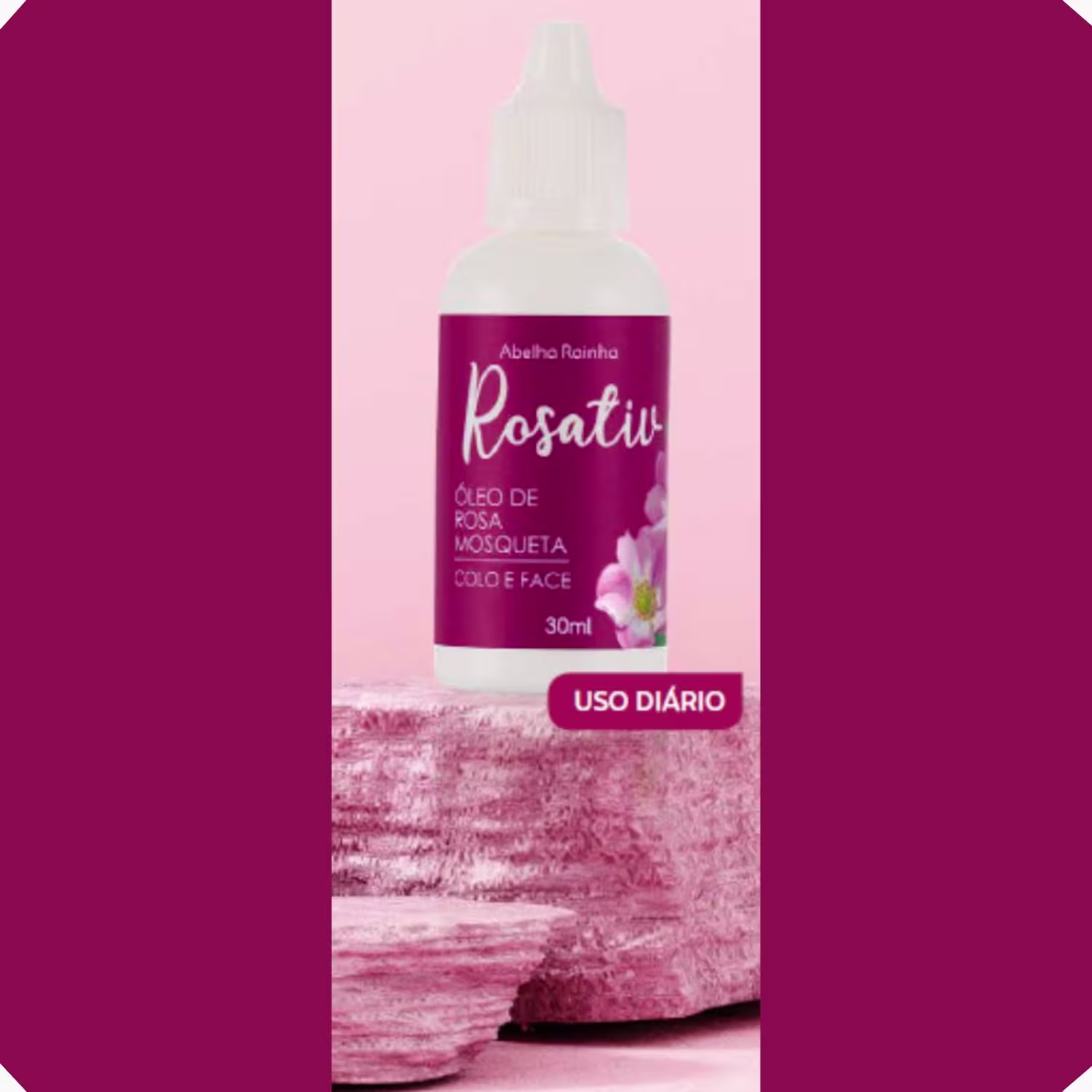 Óleo Corporal Abelha Rainha Rosativ Rosa Mosqueta, 30ml.