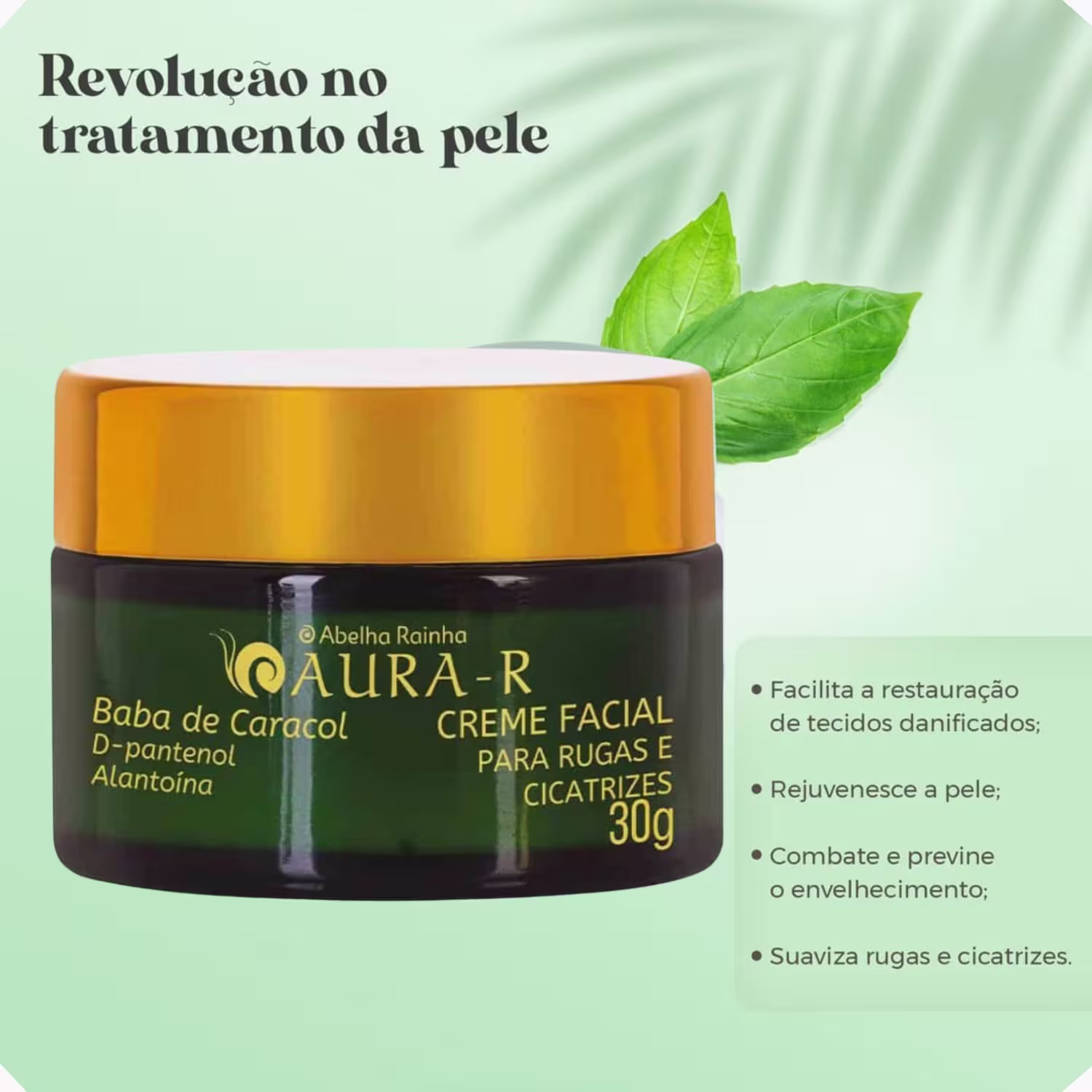 Creme Hidratante Facial Abelha Rainha Aura-R, 30g.