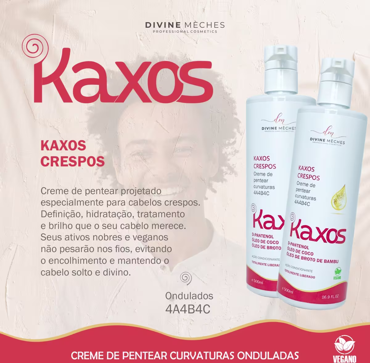 Creme de Pentear Divine Mèches Kaxos Crespos, 500ml.