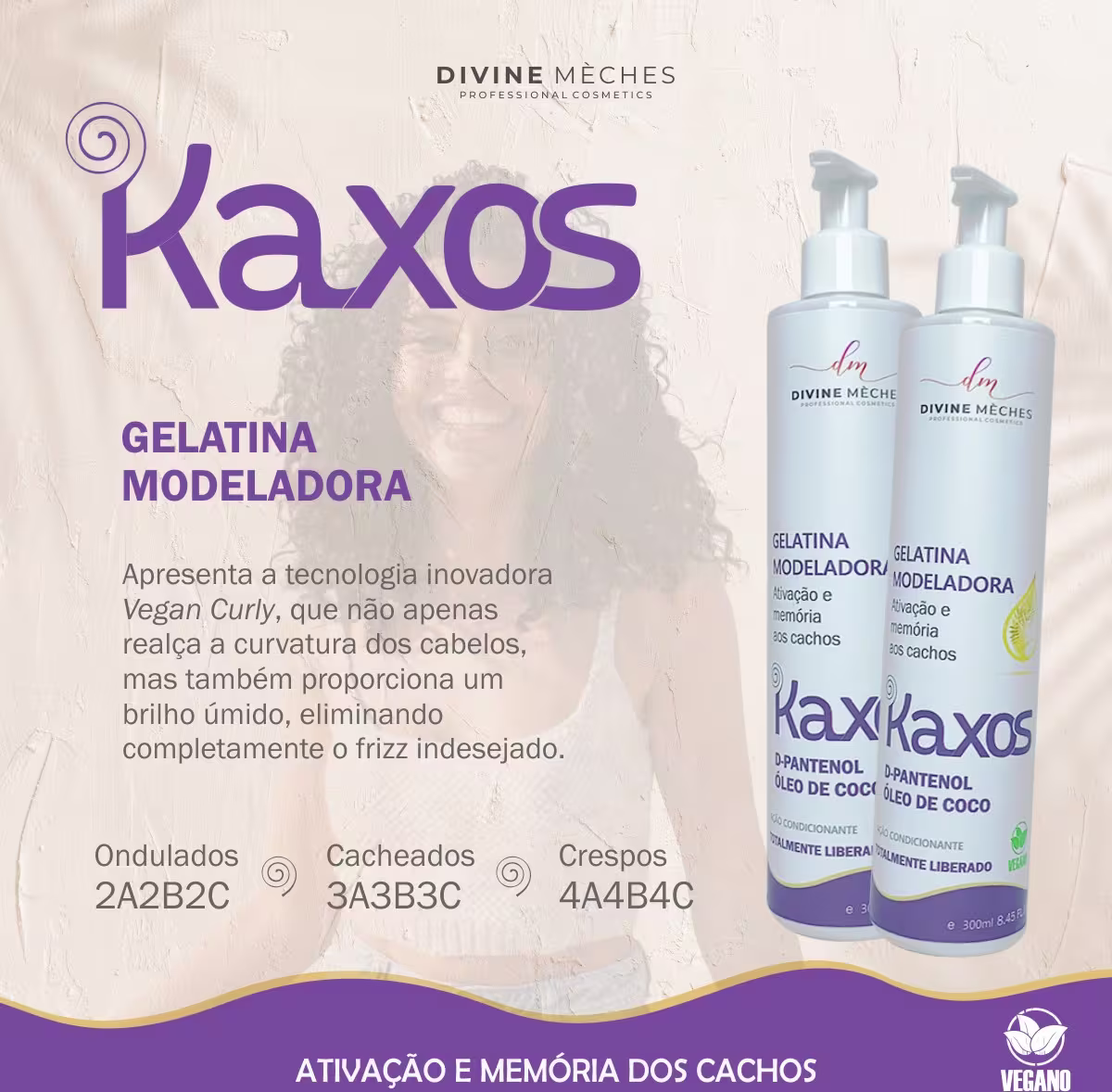 Gelatina Modeladora Divine Mèches Kaxos, 300ml.