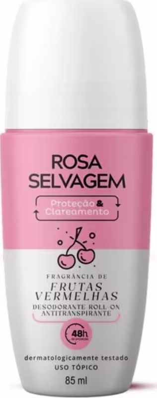 Desodorante Roll-On Antitranspirante de Frutas Vermelhas da Rosa Selvagem.