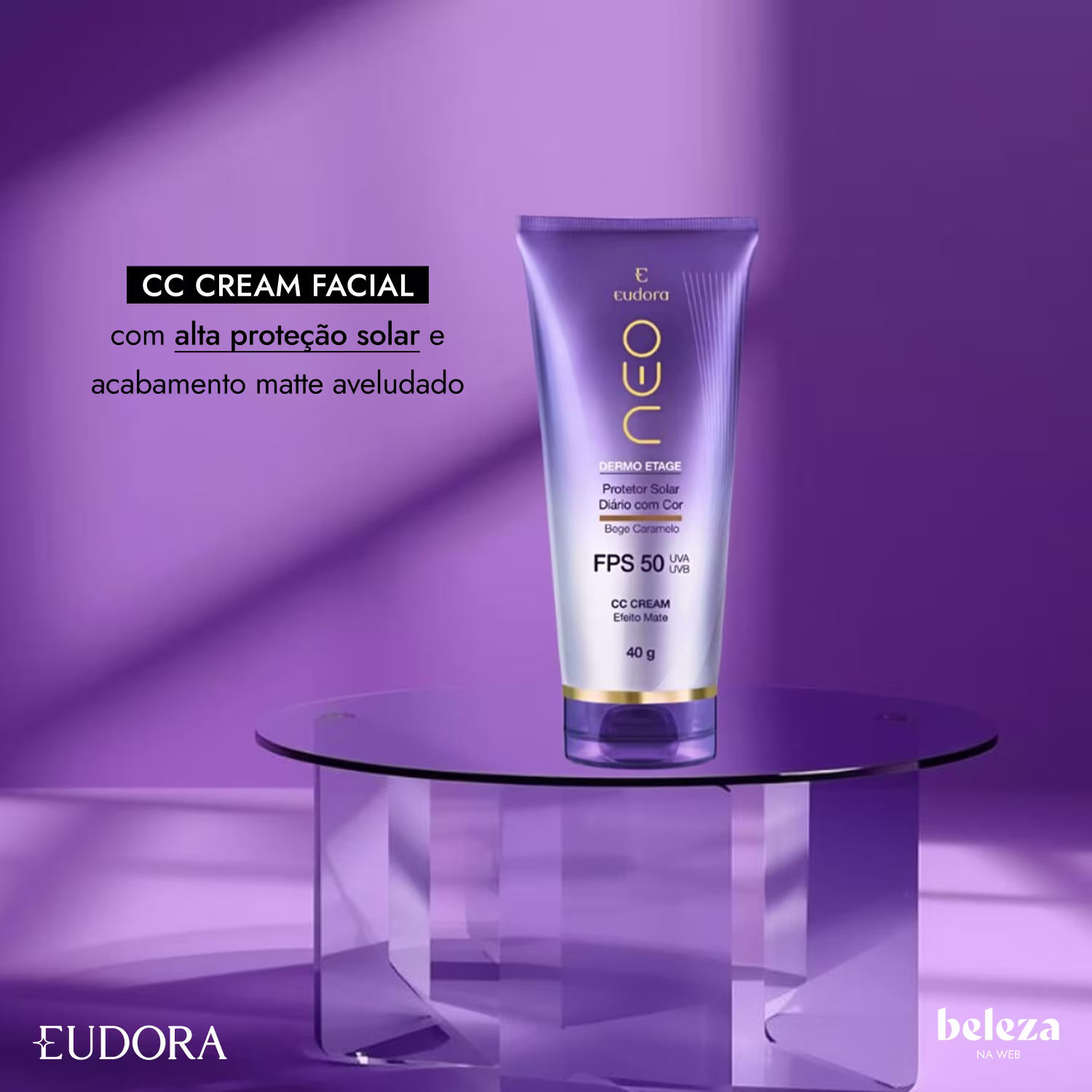 CC CREAM FACIAL com alta proteção solar e acabamento matte aveludado