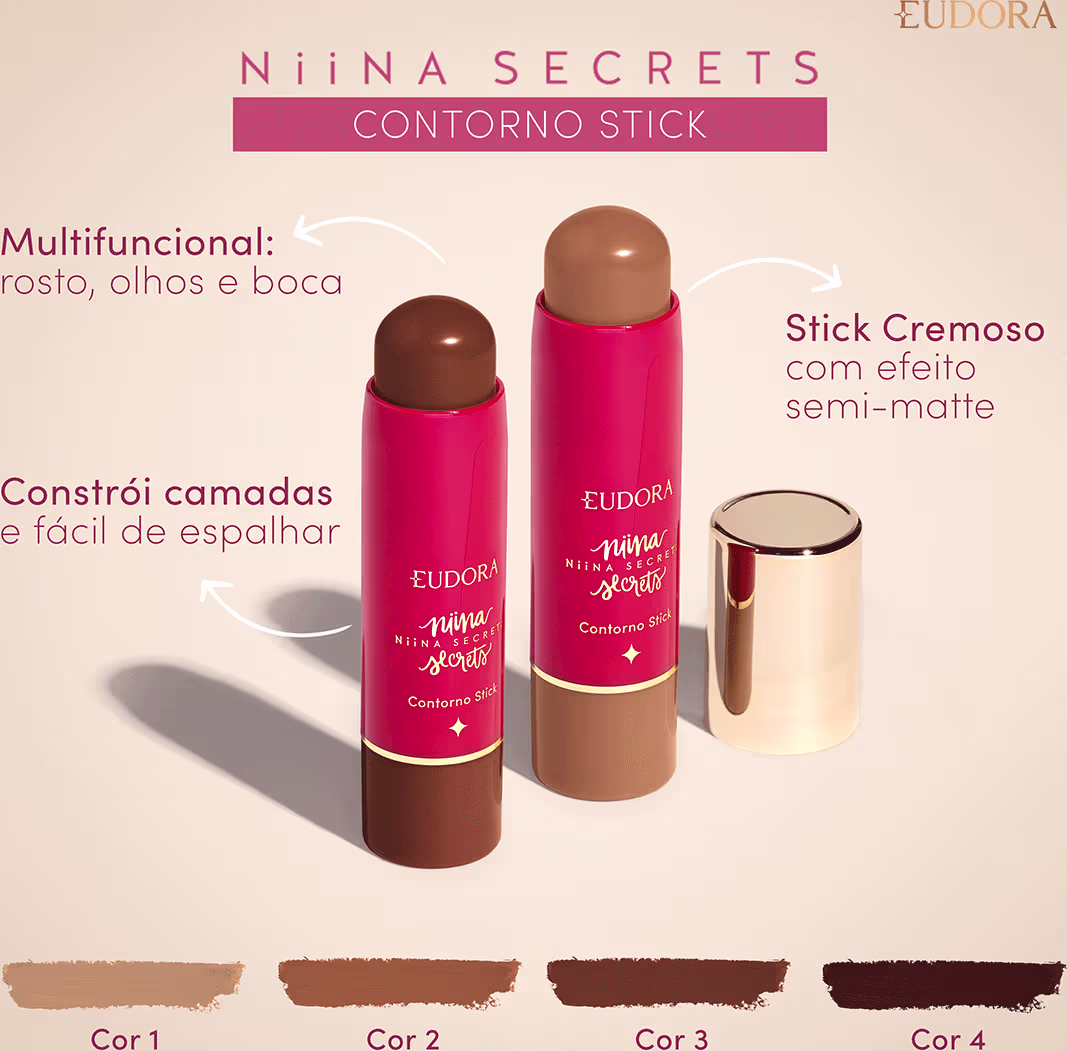 Contorno em Bastão Eudora Niina Secrets Stick Multifuncional Cor 1, 5g.
