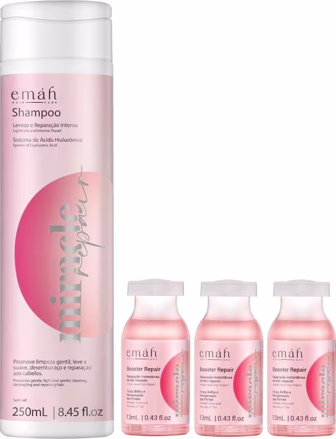 Kit Emáh Hair Care Miracle Repair Quarteto Boost, 4 produtos.