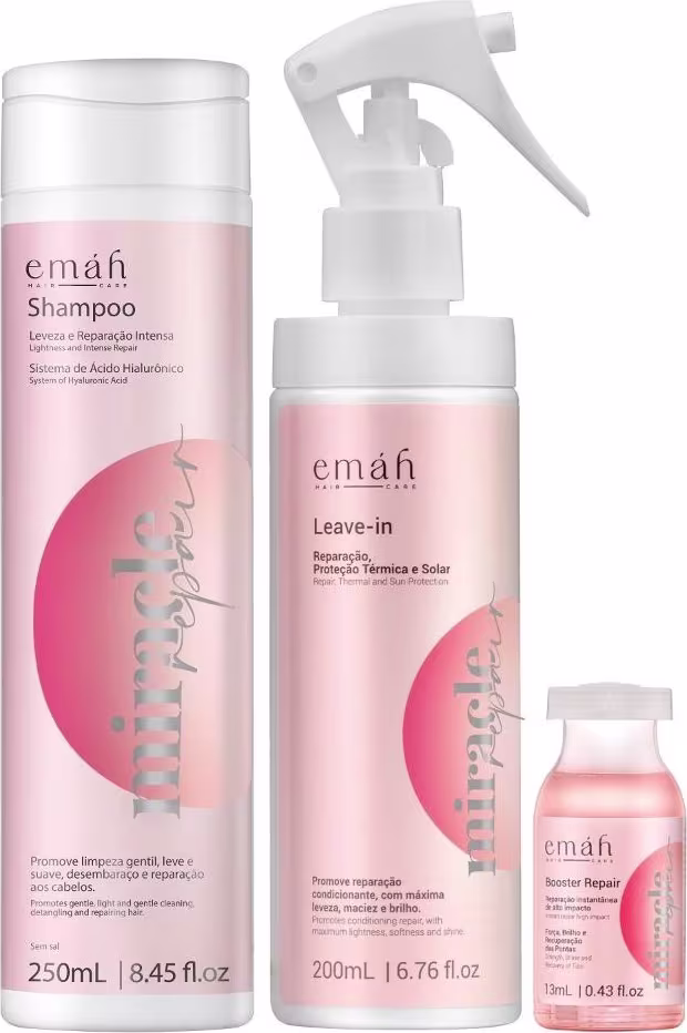 Kit Emáh Hair Care Miracle Repair Trio Treatment, 3 produtos.