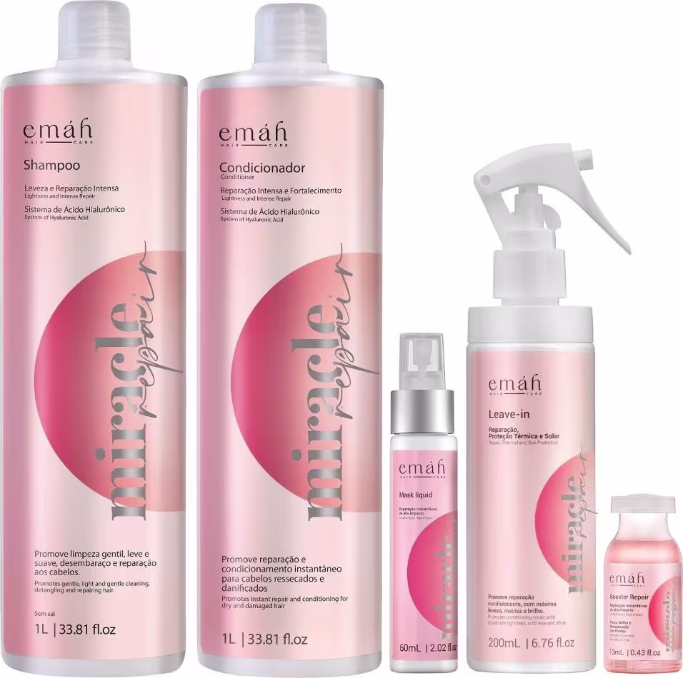 Kit Emáh Hair Care Miracle Repair Quinteto Salon, 5 produtos.