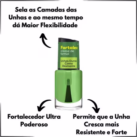 Base para Unhas Cora Brasil Fortalex À Base de Formol, 10ml.