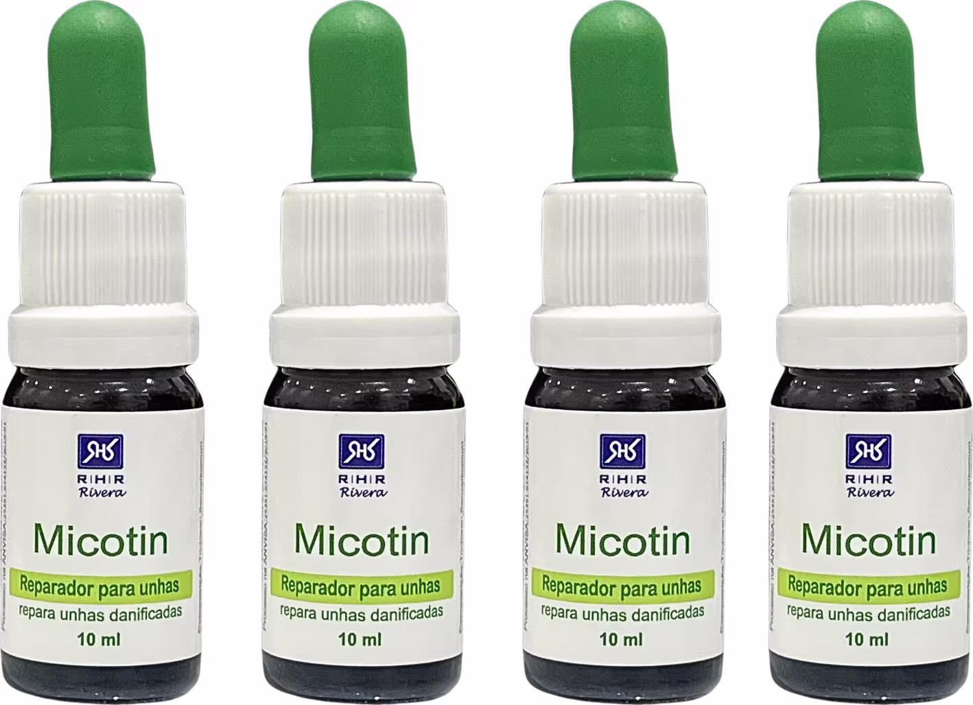 Quatro frascos de Reparador para Unhas RHR Cosméticos.