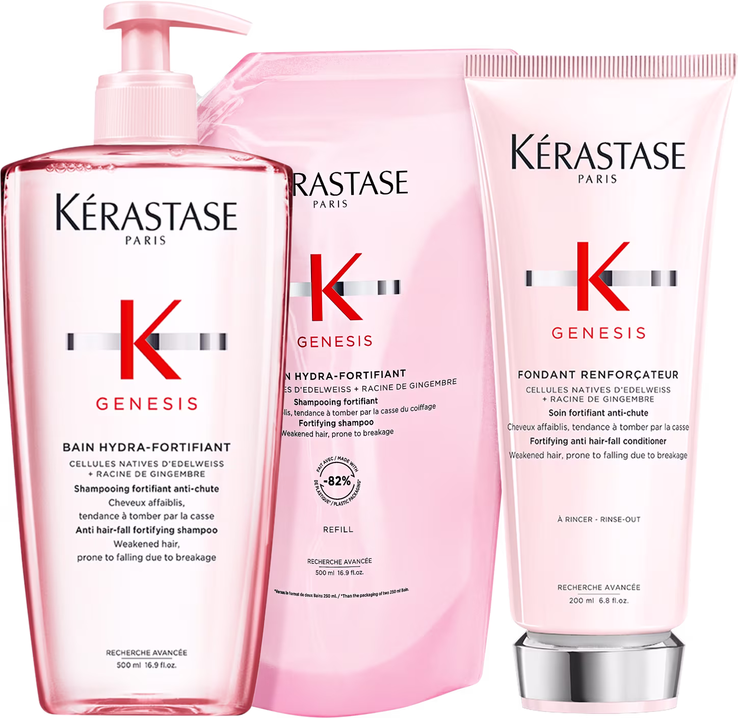 Kit Kérastase Genesis K Intense Trio Refil, com condicionador, shampoo e refil
