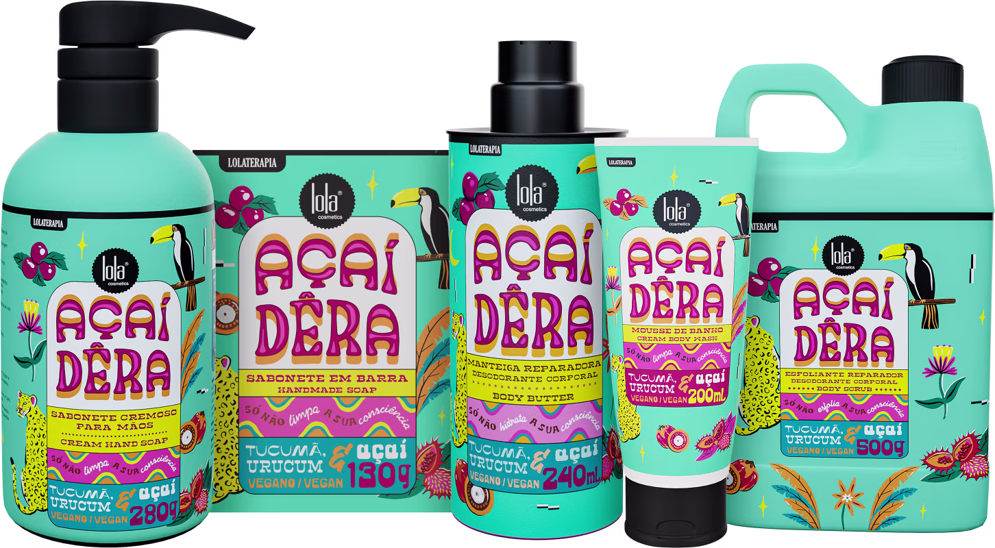 Kit Lola From Rio Babados do Brasil Açaidêra Quinteto. 5 produtos.