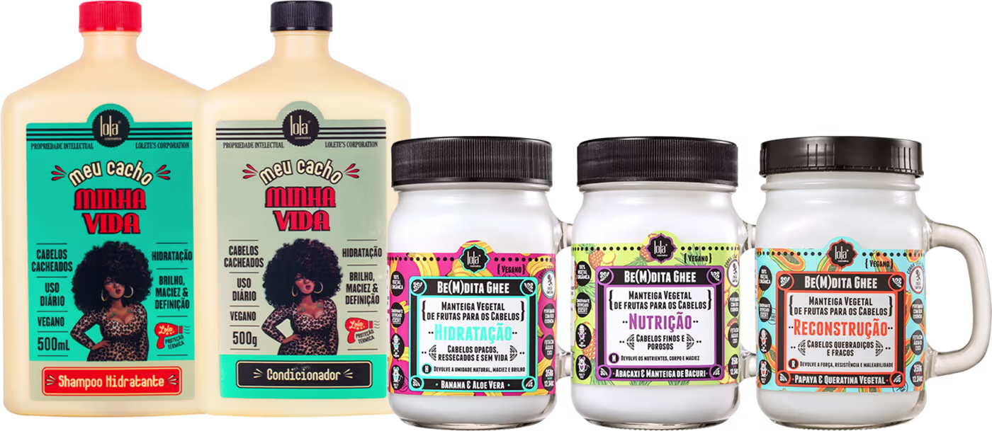 Kit Lola From Rio Meu Cacho Minha Vida + Be(M)dita Ghee. 5 produtos.
