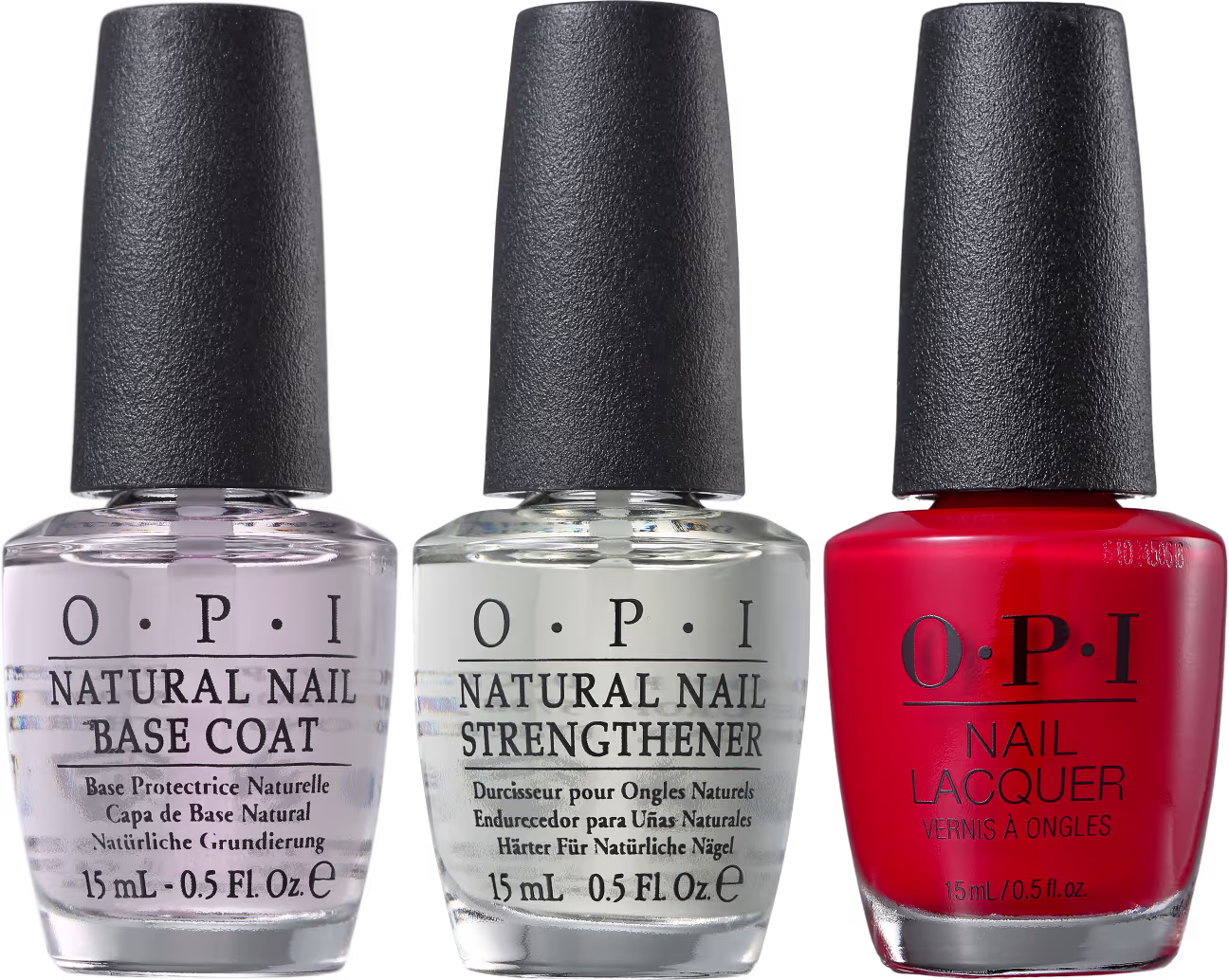 Kit OPI NTT Trio Big Apple Red, 3 produtos.