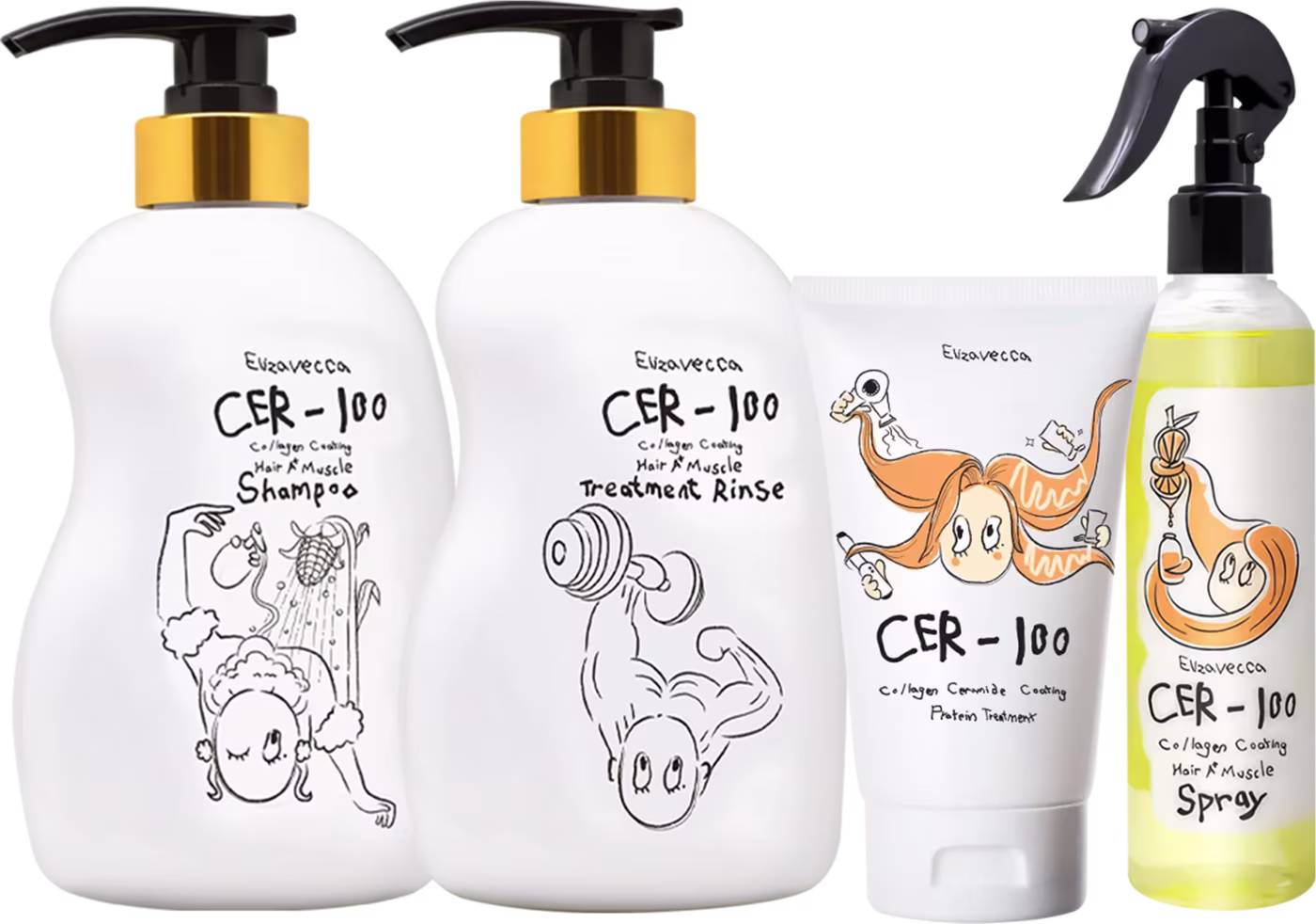 Kit Elizavecca CER-100 Quarteto de Tratamento, 4 produtos.