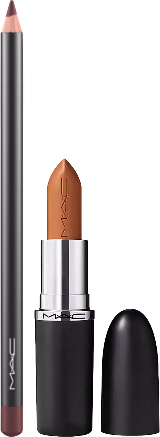 Kit M·A·C MACximal Satin Call It Cozy + Lip Pencil Chestnut, 2 produtos.