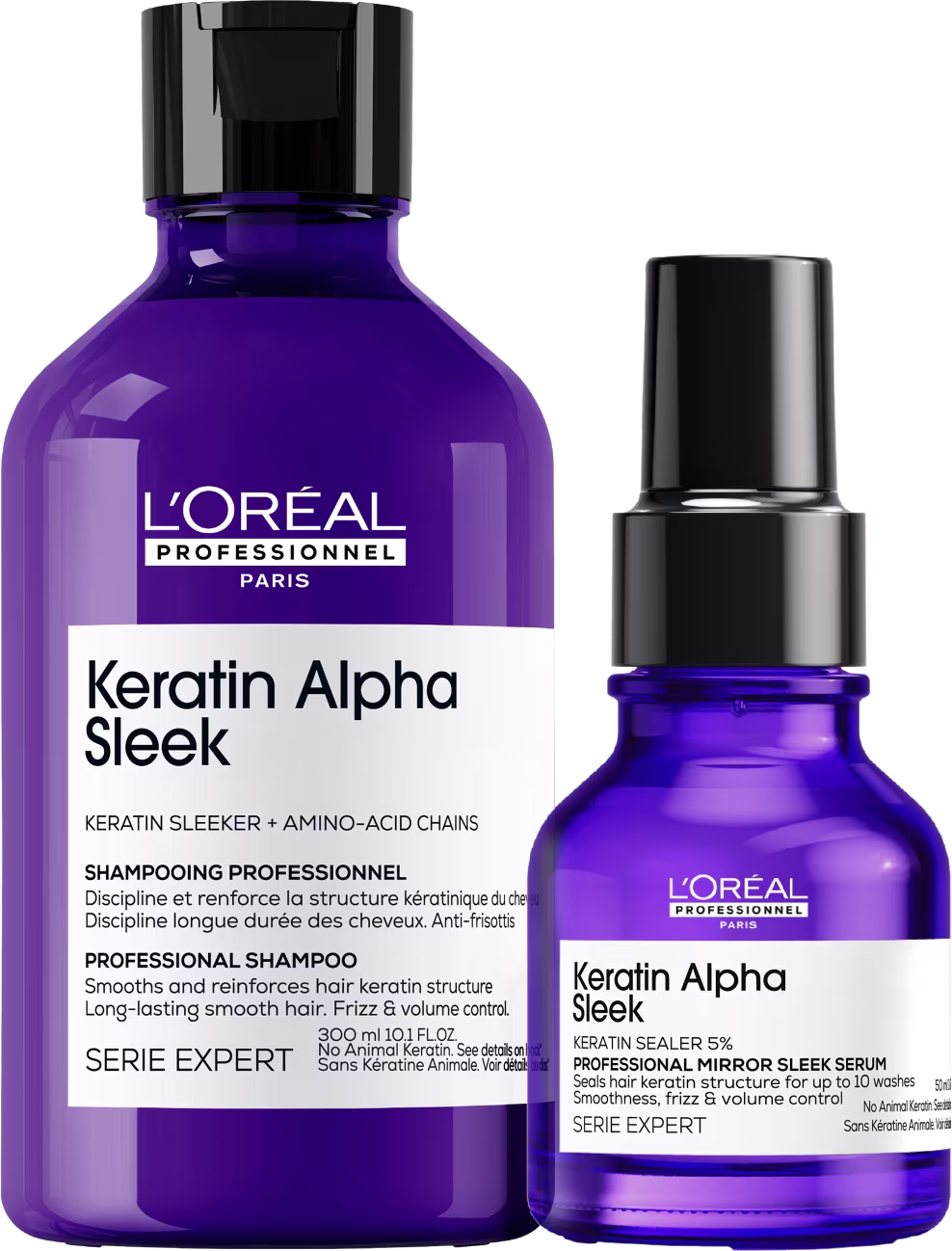 Kit L'Oréal Professionnel Keratin Alpha Sleek Duo Shine, 2 produtos.