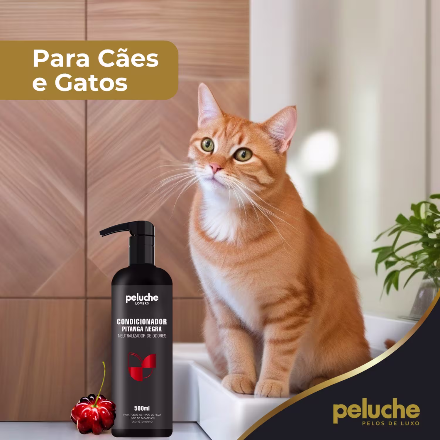 Condicionador Neutralizador de Odores Peluche Pitanga Negra, 500ml.